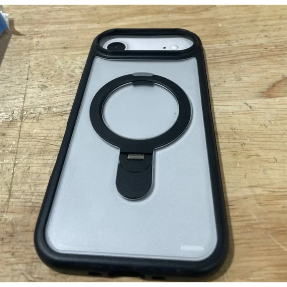 iPhone 17 AIR ONN Rotating Kickstand Clear Frosted Black Case MagSafe Compatible
